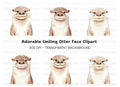Smiling Otter Faces Clipart Bundle