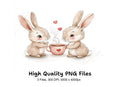 Sweet Bunny Couple Coffee Clipart Bundle