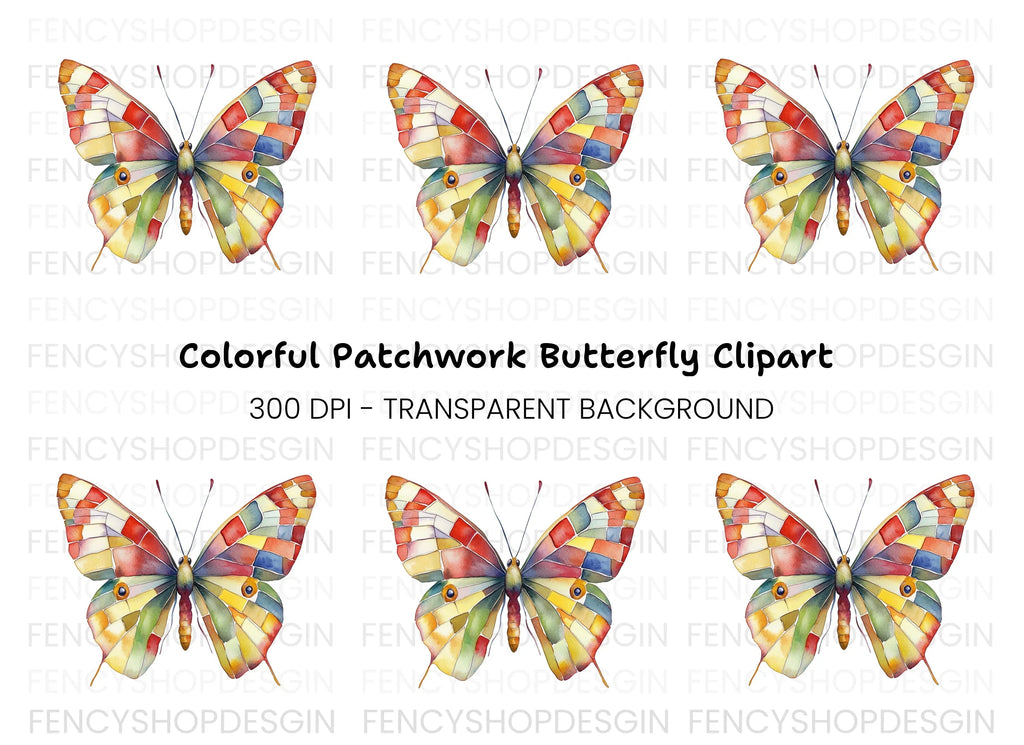 Vibrant Stained Glass Butterfly Clipart Bundle