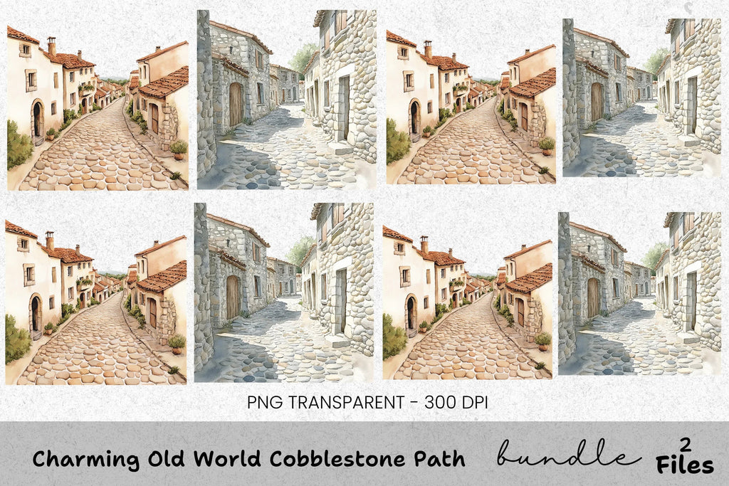 Charming Old World Cobblestone Path Clipart Bundle