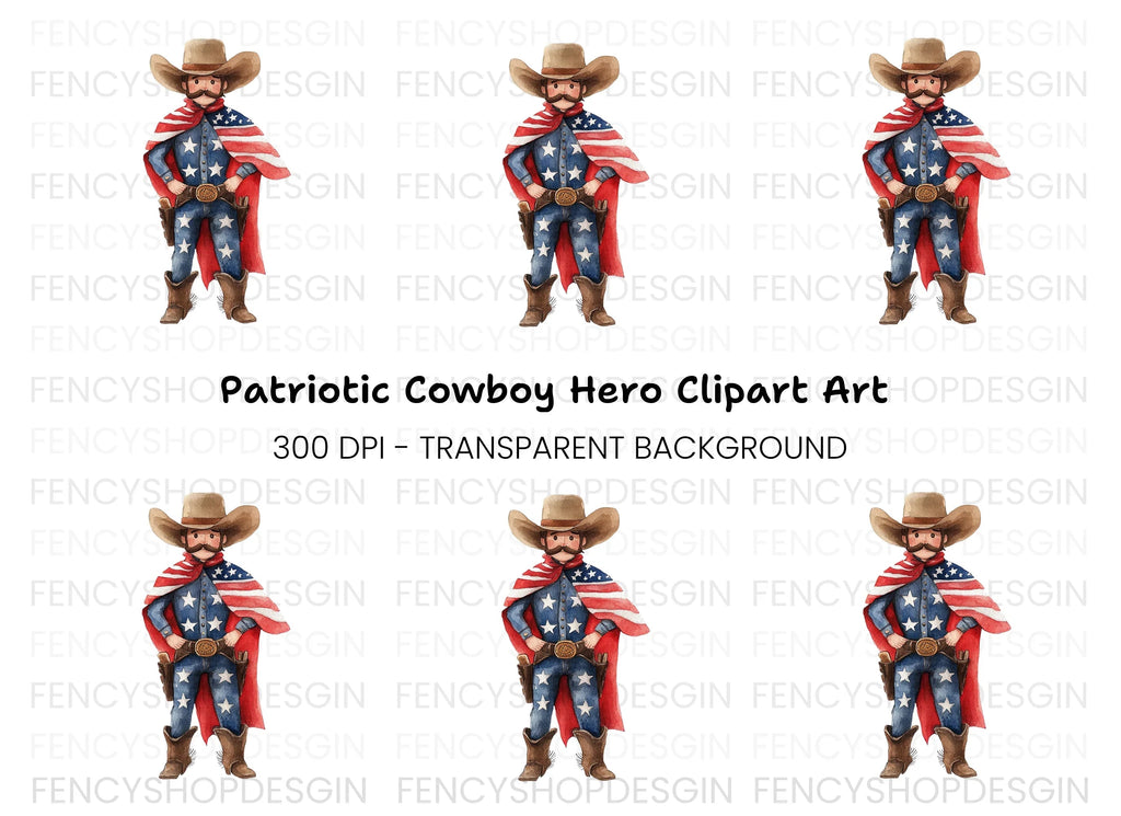 American Cowboy Superhero Clipart Bundle
