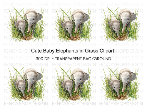 Adorable Baby Elephant Duo Clipart Bundle