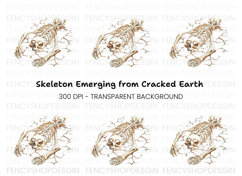 Creepy Skeleton Emerging Clipart Bundle