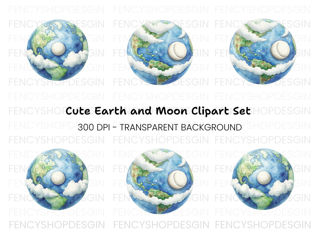 Earth and Moon Clipart Bundle
