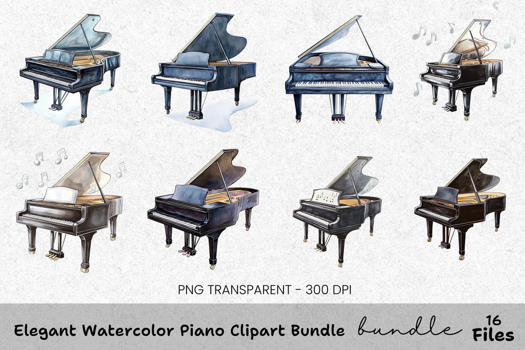 Elegant Piano Clipart Bundle