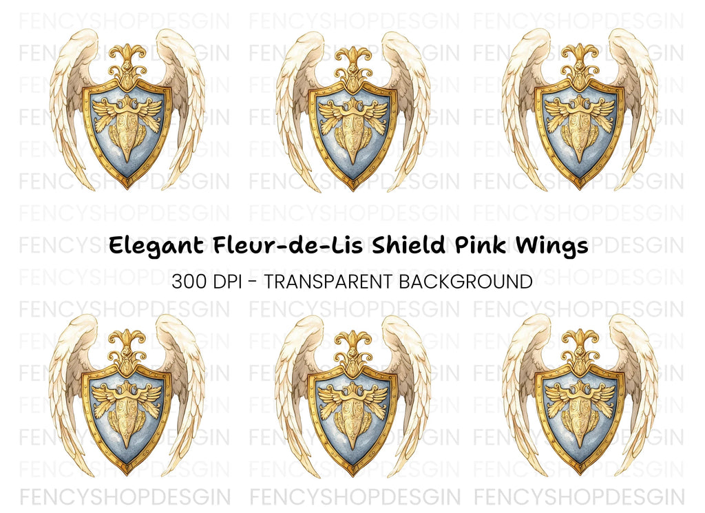 Elegant Winged Shield Clipart Bundle