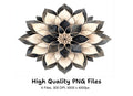 Monochrome Mandala Flower Clipart Bundle