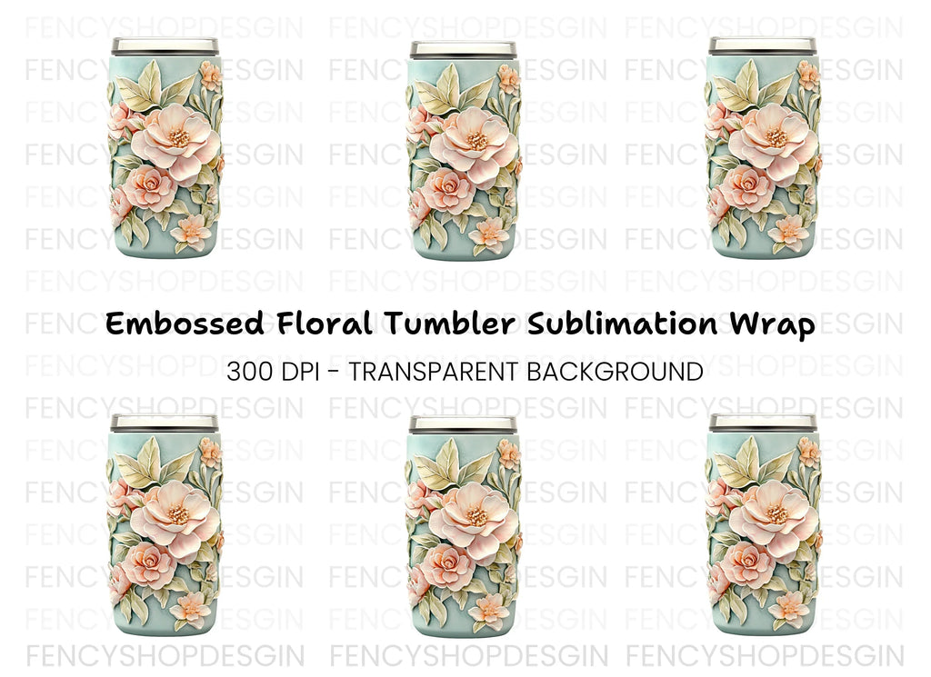 Embossed Floral Tumbler Clipart Bundle