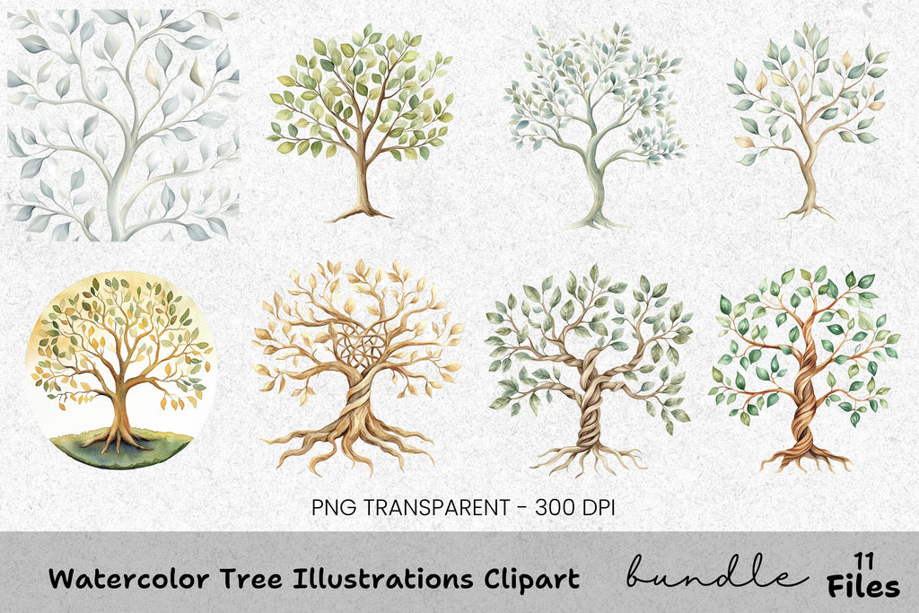 Tree Illustrations Clipart Bundle