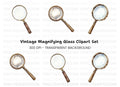 Vintage Magnifying Glass Clipart Bundle