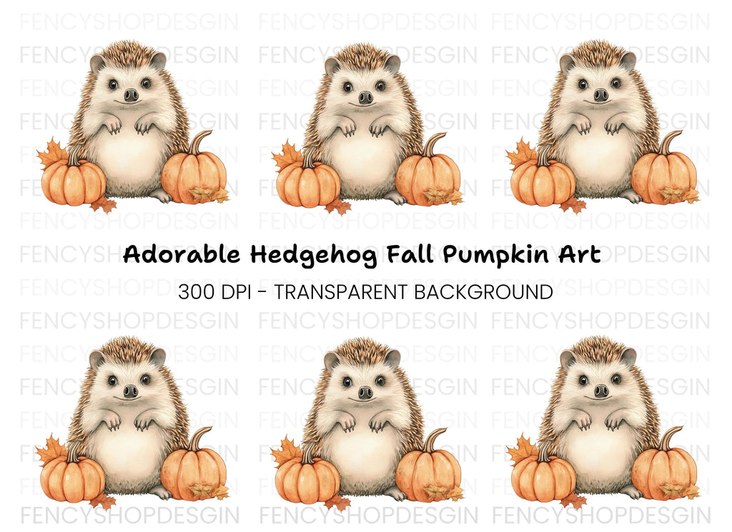 Hedgehog and Pumpkins Fall Clipart Bundle