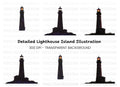 Night Lighthouse Silhouette Clipart Bundle