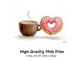 Coffee and Donut Love Clipart Bundle