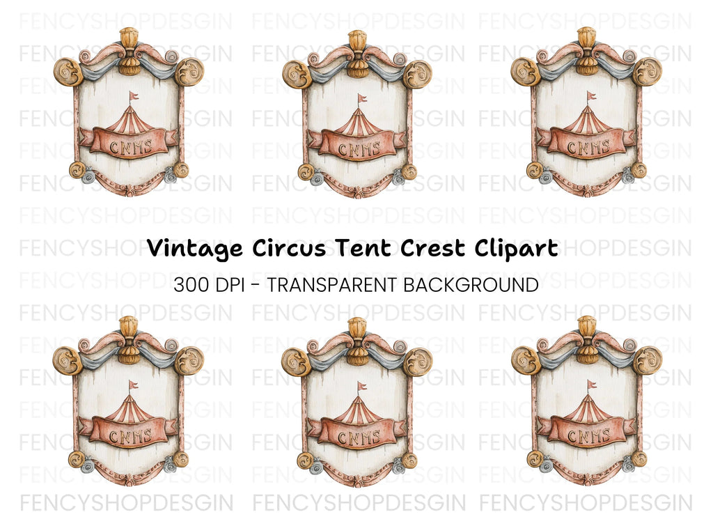 Vintage Circus Tent Frame Clipart Bundle