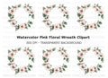 Blush Pink Floral Wreath Clipart Bundle