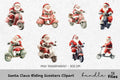 Santa Claus Riding Scooters Clipart Bundle