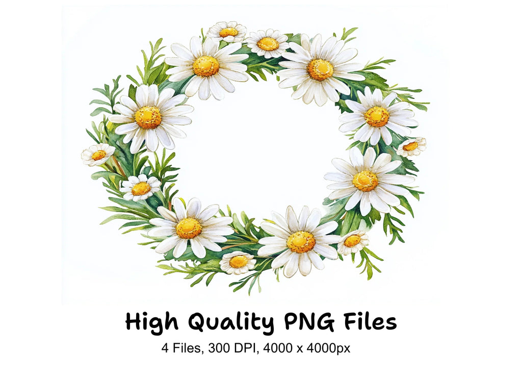Daisy Wreaths Clipart Bundle