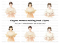 Elegant Women Reading Clipart Bundle