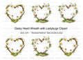 Daisy and Ladybug Heart Frames Clipart Bundle