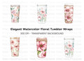 Glittery Pink Floral Tumbler Designs Clipart Bundle