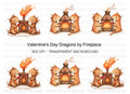 Valentine Dragons by Fireplace Clipart Bundle