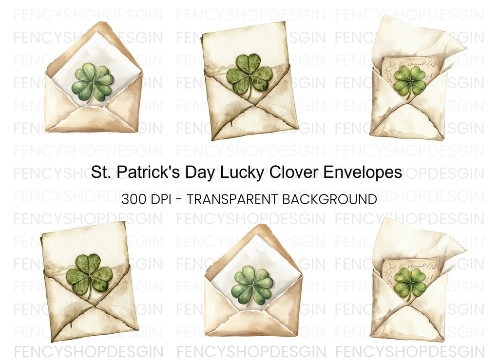 Lucky Clover Envelopes Clipart Bundle