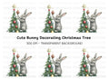 Gray Rabbit Holiday Tree Decorating Clipart Bundle