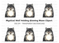 Wolf Holding Moon Clipart Bundle