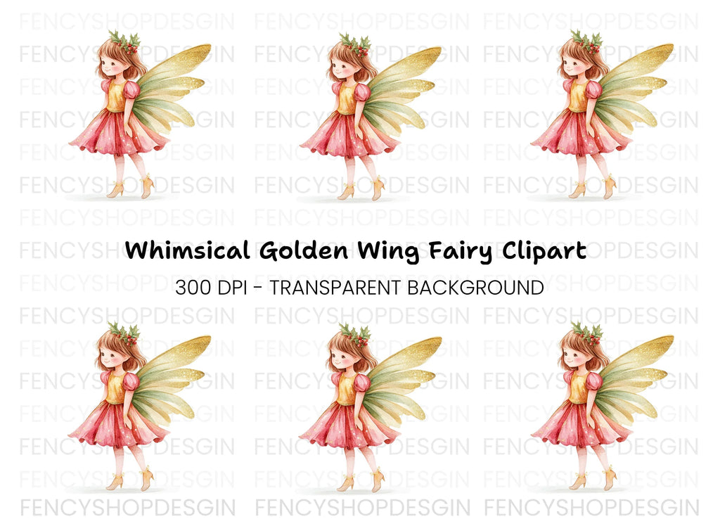 Christmas Fairy with Holly Clipart Bundle