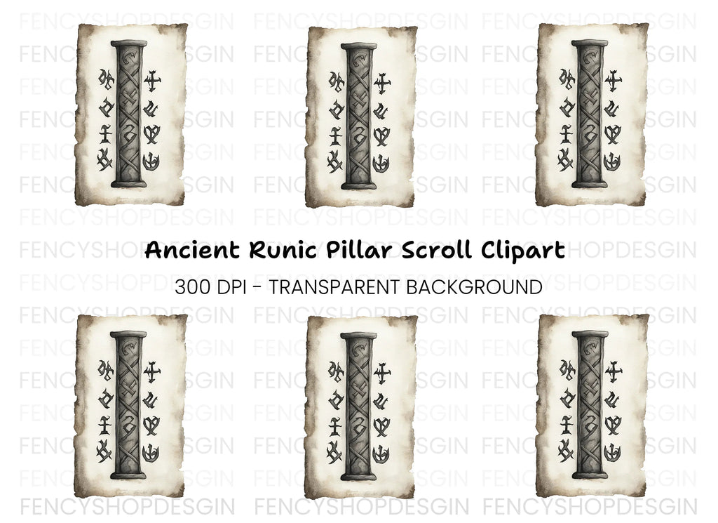 Ancient Runic Scroll Clipart Bundle