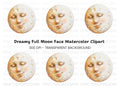 Sleeping Moon Face Clipart Bundle