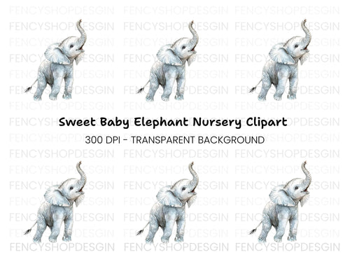 Adorable Baby Elephant Clipart Bundle