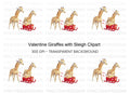 Cute Giraffes with Sleigh Clipart Bundle