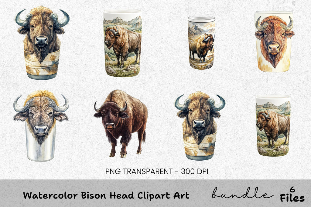 Bison Head Clipart Bundle