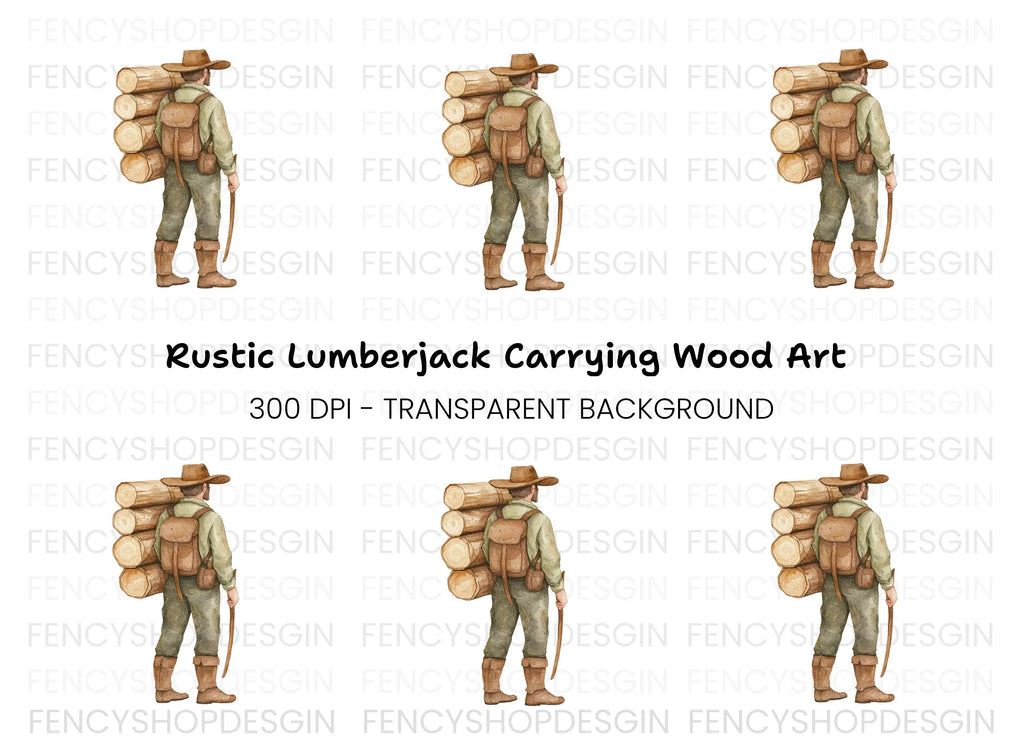Lumberjack Carrying Logs Clipart Bundle