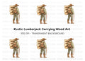 Lumberjack Carrying Logs Clipart Bundle