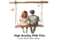 Romantic Couple on Swing Clipart Bundle