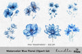 Elegant Blue Floral Clipart Bundle