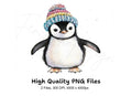Cute Penguin Winter Hat Clipart Bundle
