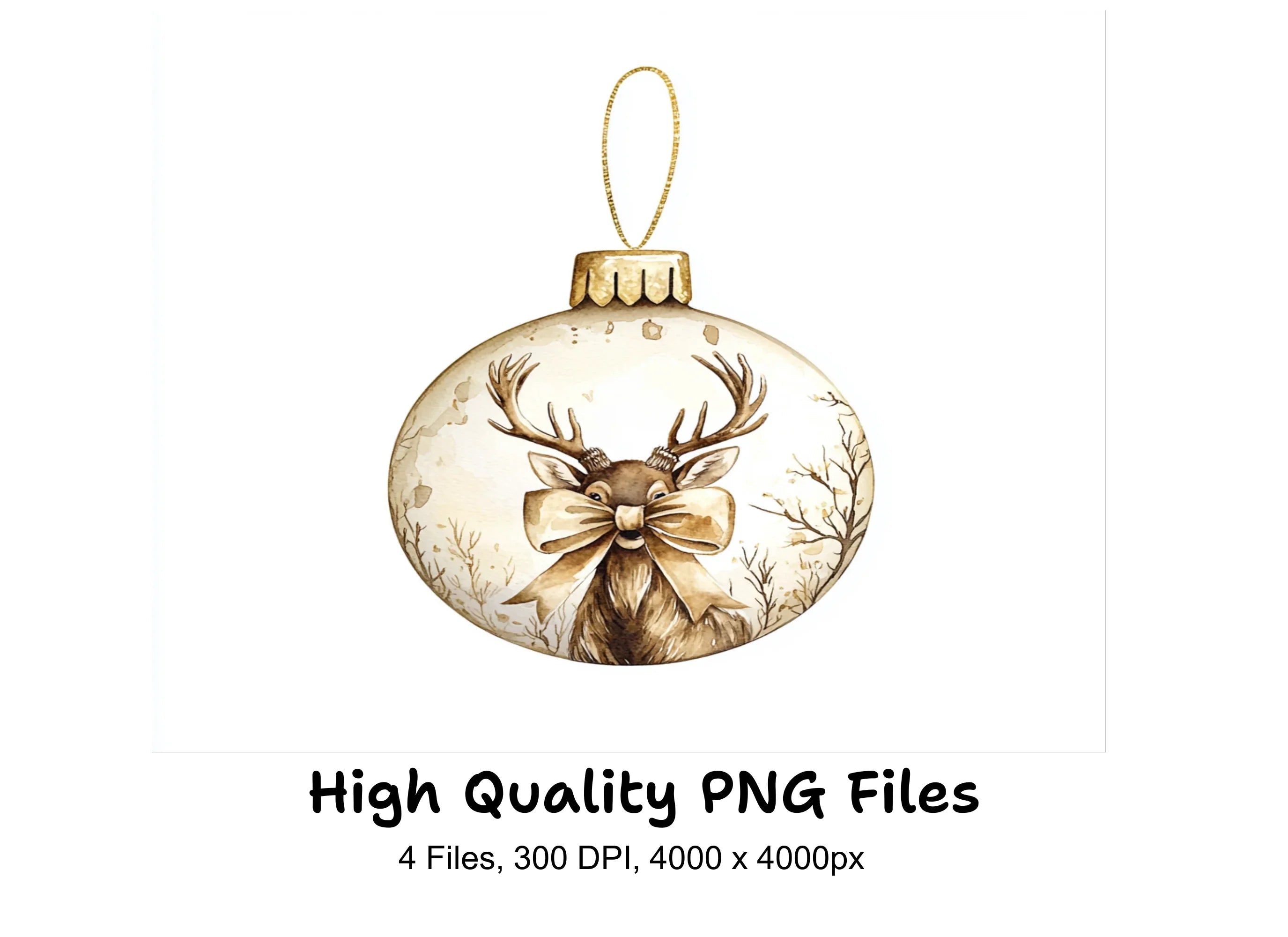 Christmas Deer Ornament Clipart Bundle