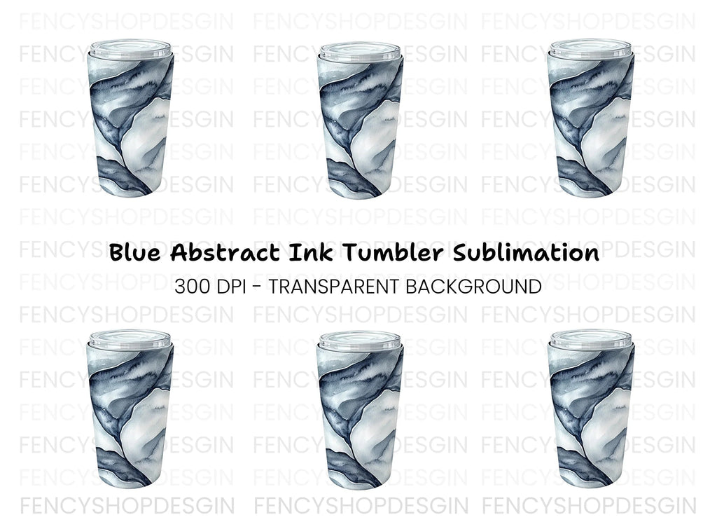 Blue Leaves Tumbler Clipart Bundle
