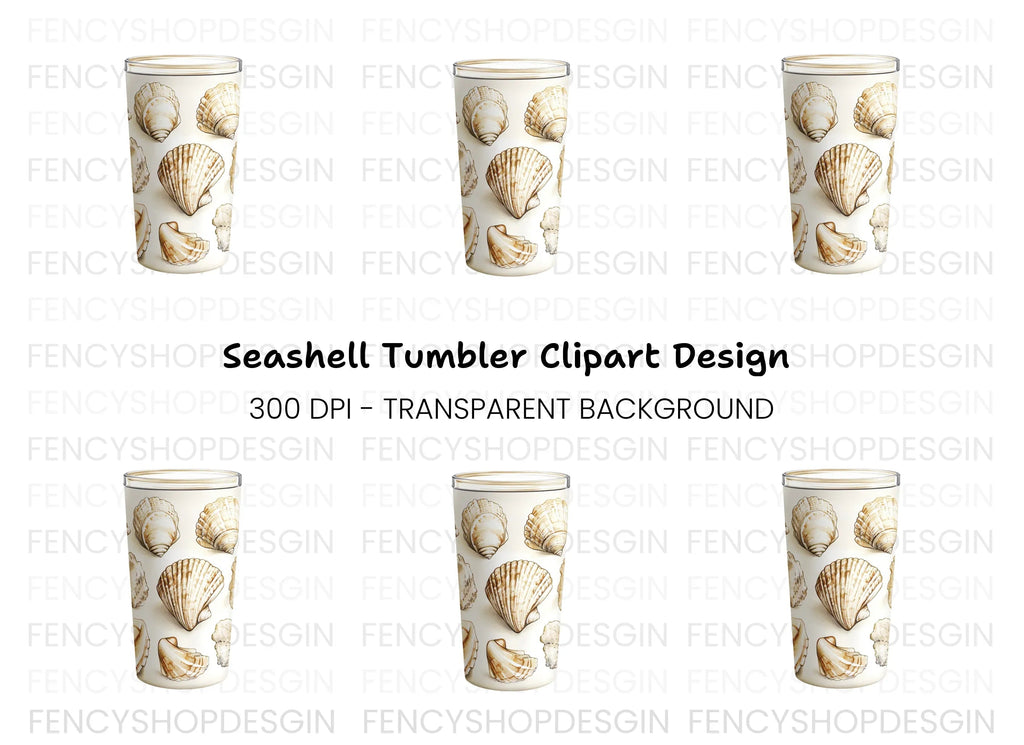 Seashells Tumbler Clipart Bundle