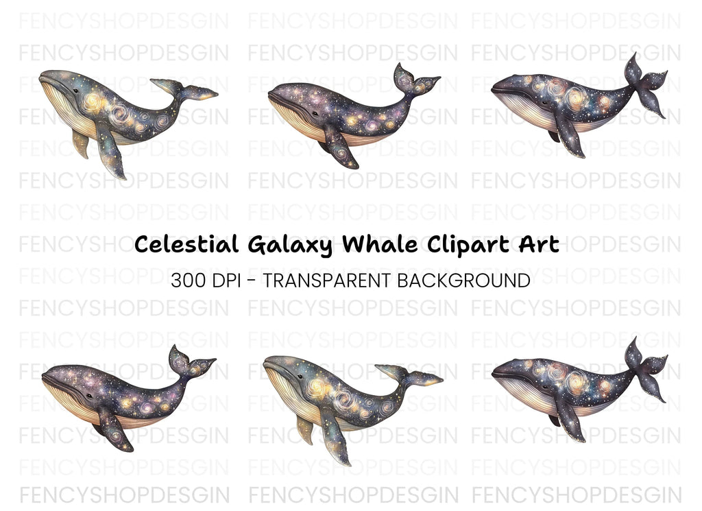Celestial Whale Clipart Bundle