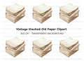 Vintage Stack of Old Papers Clipart Bundle