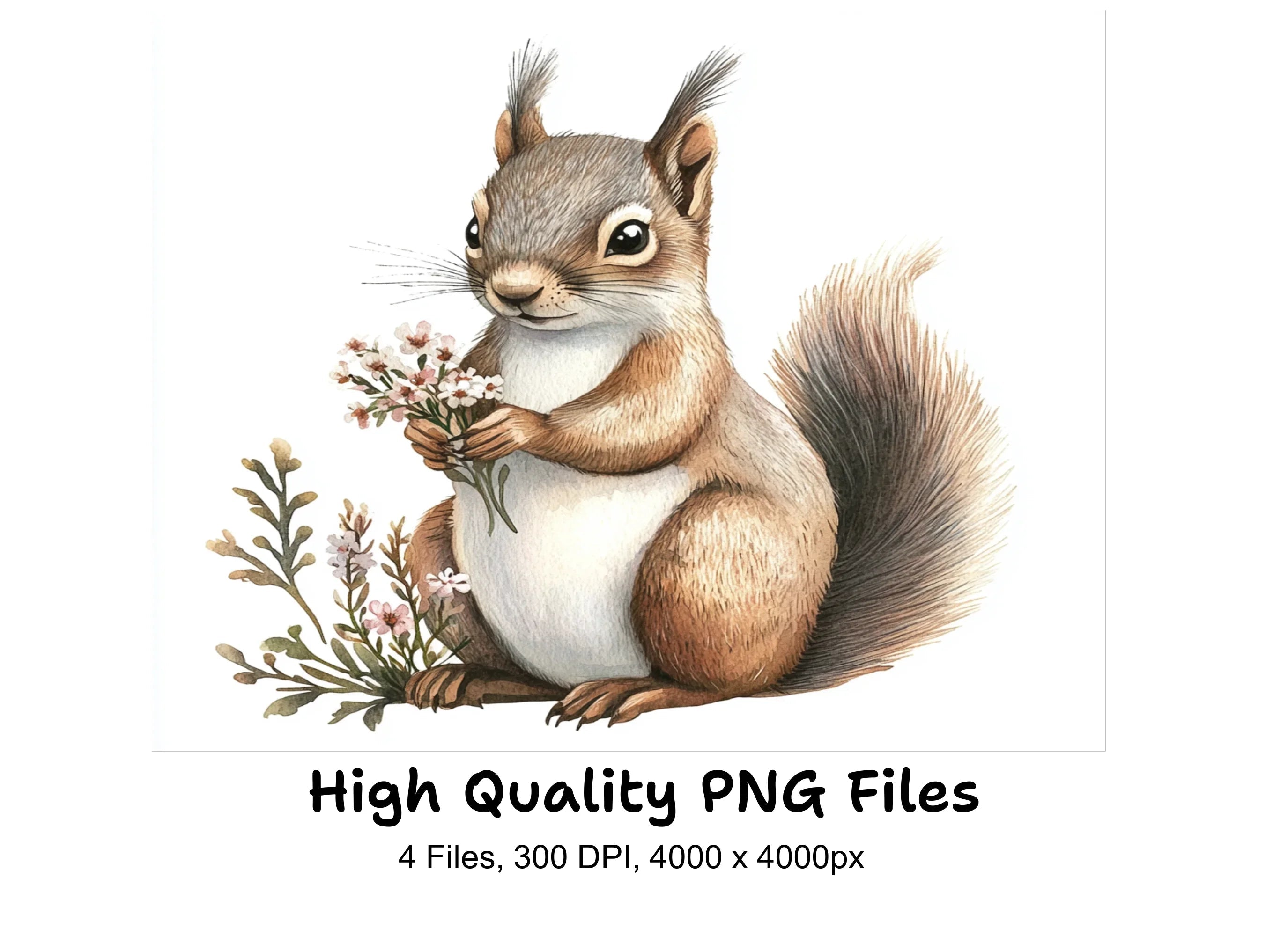 Squirrels with Flowers Clipart Bundle