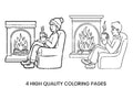 Cozy Fireplace Coloring Books