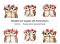 Cute Owl Couples with Flower Crowns Clipart Bundle