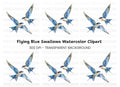 Flying Blue Birds Clipart Bundle