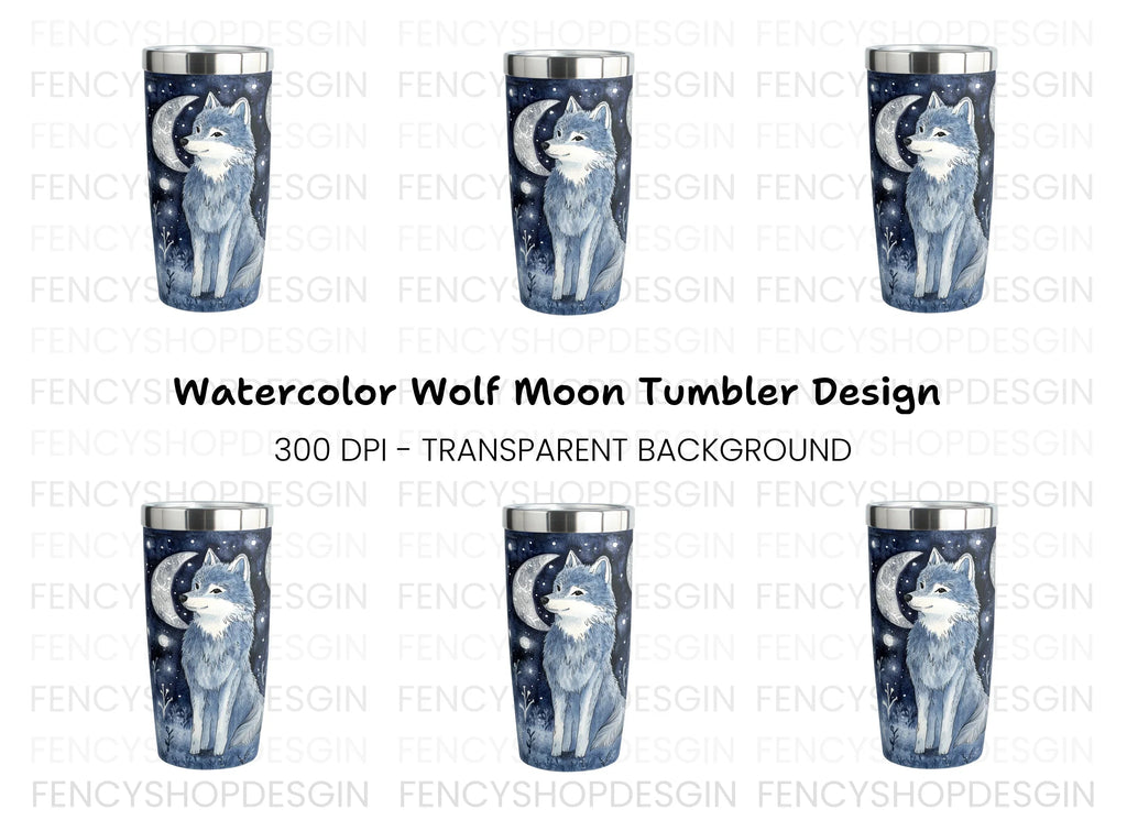 Mystical Wolf Moon Tumbler Clipart Bundle