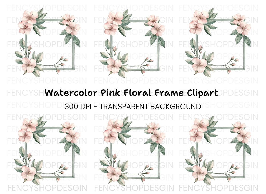 Elegant Cherry Blossom Frame Clipart Bundle